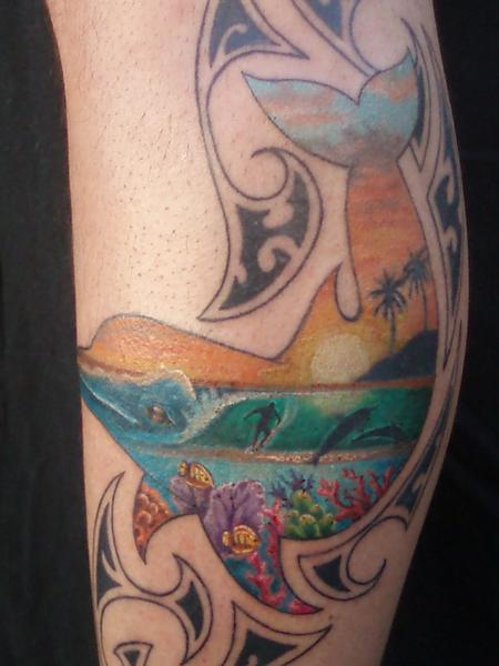 Tattoos - Color Dolphin Tattoo - 61941
